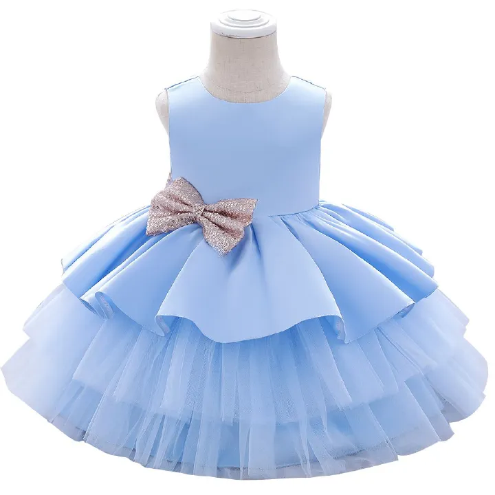 Toddler Baby Girls Dresses Kids Bow Princess Party Lace Tulle Christmas Costume Children Birthday Wedding Clothes