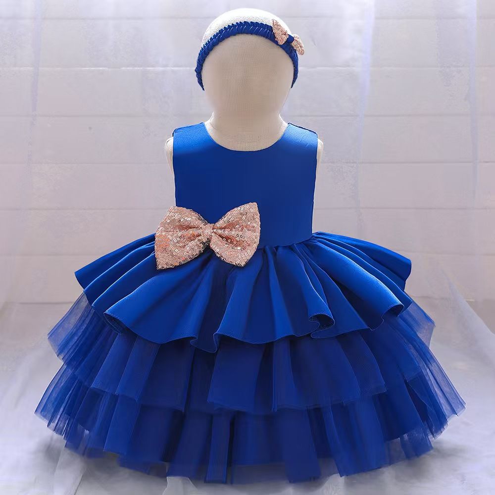 Toddler Baby Girls Dresses Kids Bow Princess Party Lace Tulle Christmas Costume Children Birthday Wedding Clothes