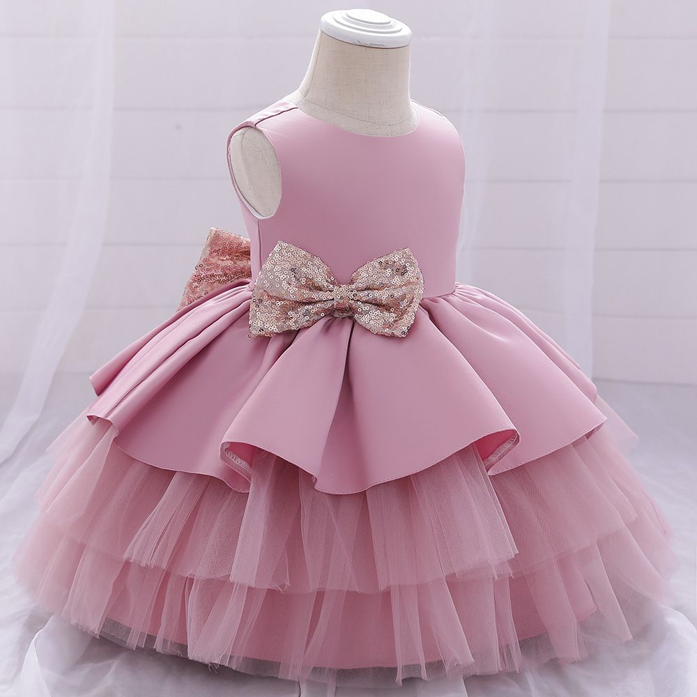 Toddler Baby Girls Dresses Kids Bow Princess Party Lace Tulle Christmas Costume Children Birthday Wedding Clothes