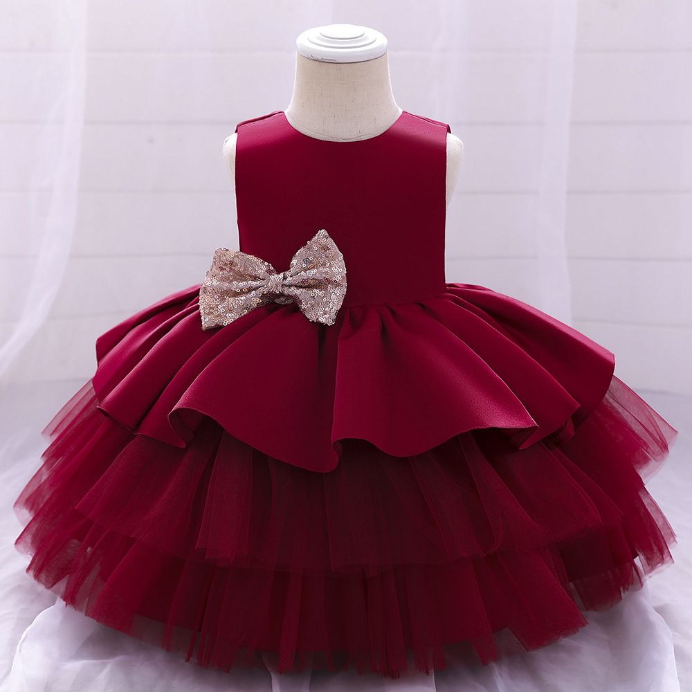 Toddler Baby Girls Dresses Kids Bow Princess Party Lace Tulle Christmas Costume Children Birthday Wedding Clothes