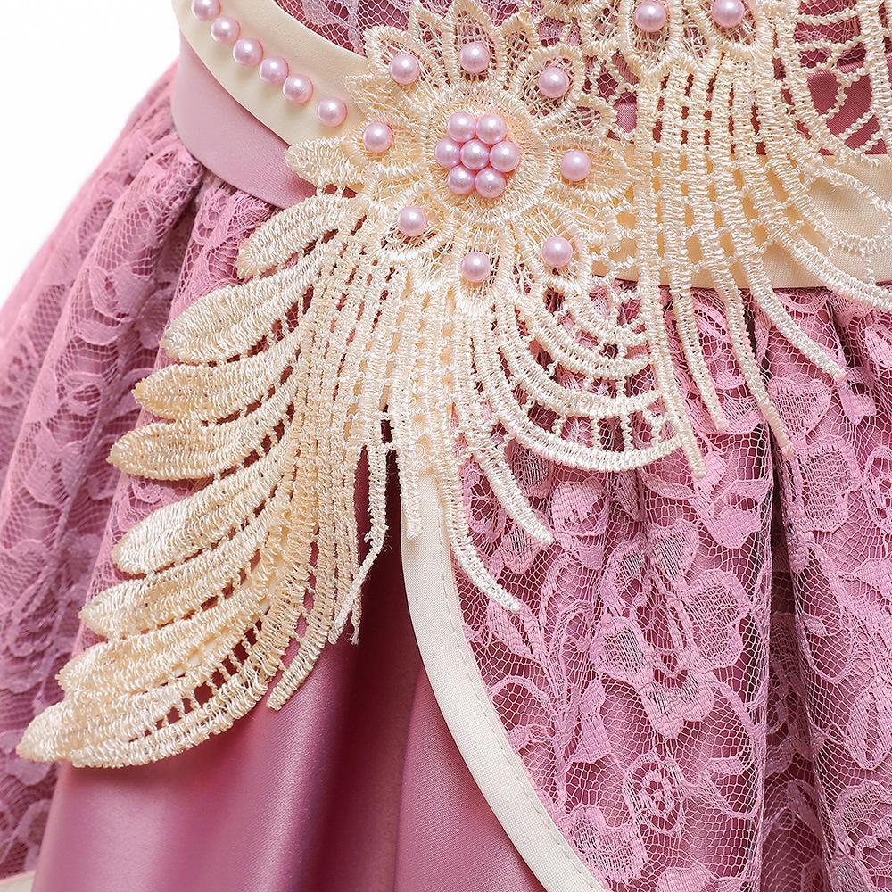 Girls Satin Lace Princess Dress with Bowknot - Kids Runway/Host Flower Girl Formal Gown