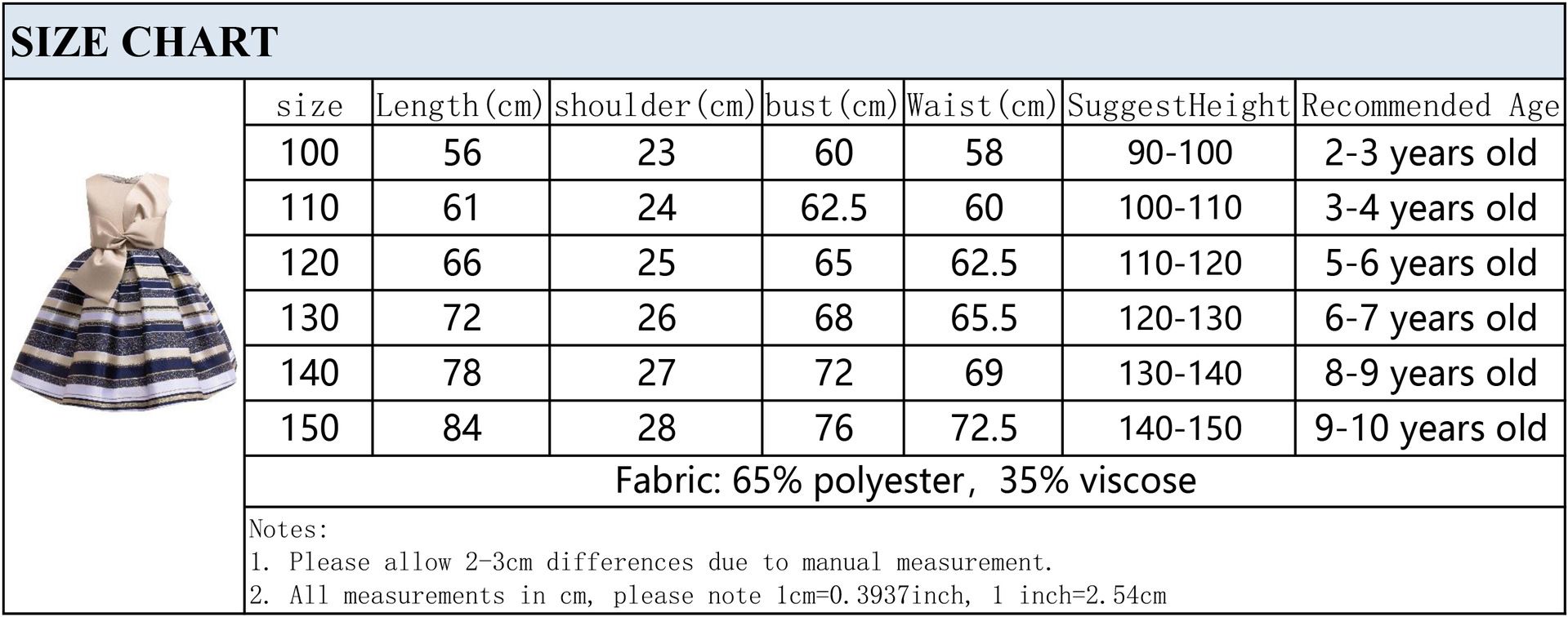 Girls Striped Sleeveless Princess Dress with Big Bowknot, Kids Party Formal Gown