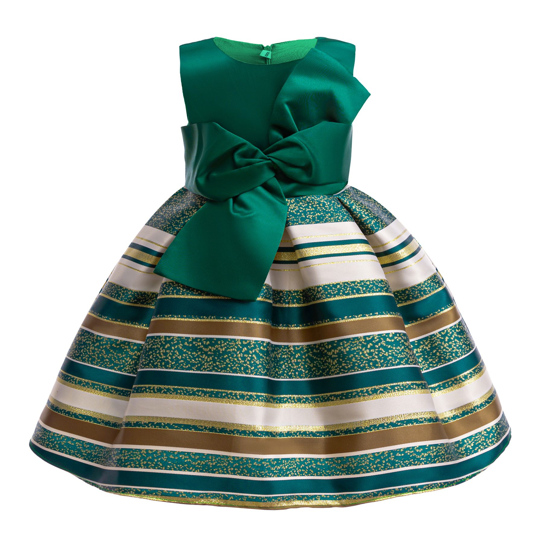 Girls Striped Sleeveless Princess Dress with Big Bowknot, Kids Party Formal Gown