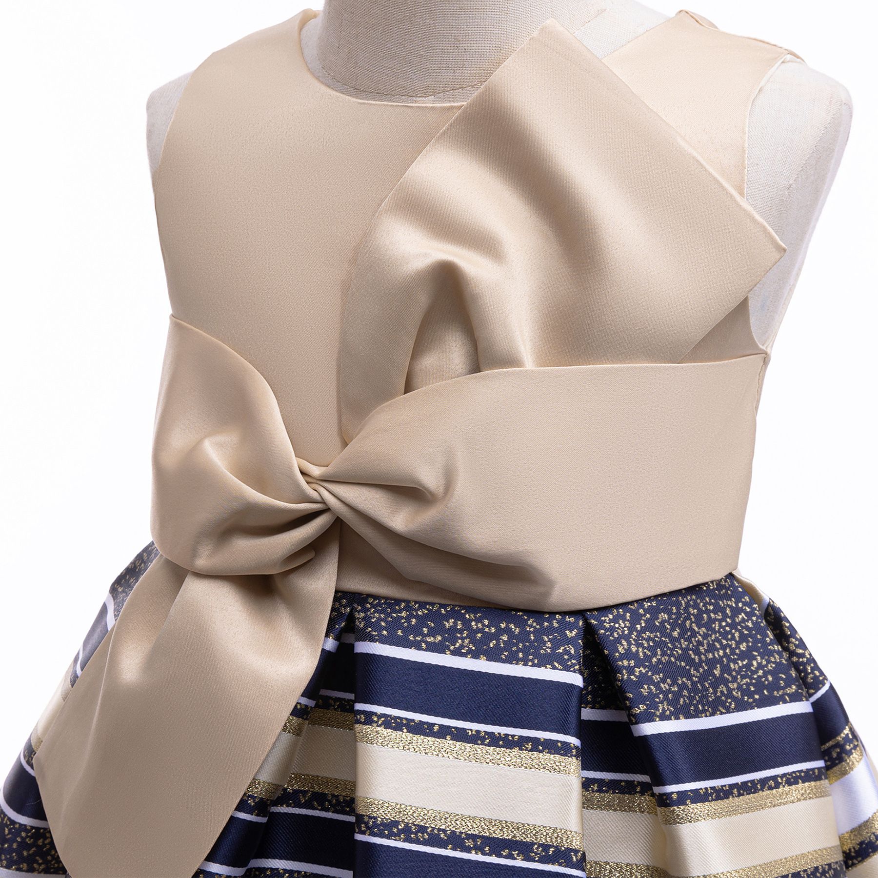 Girls Striped Sleeveless Princess Dress with Big Bowknot, Kids Party Formal Gown