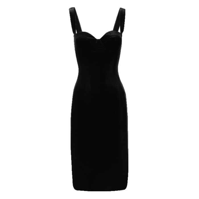 Women's Luxury Velvet Camisole Dress With Built-in Bra Pad, Autumn Winter Slim Fit Bodycon Midi Dress, Elegant Backless Hip Wrap Party Dress
