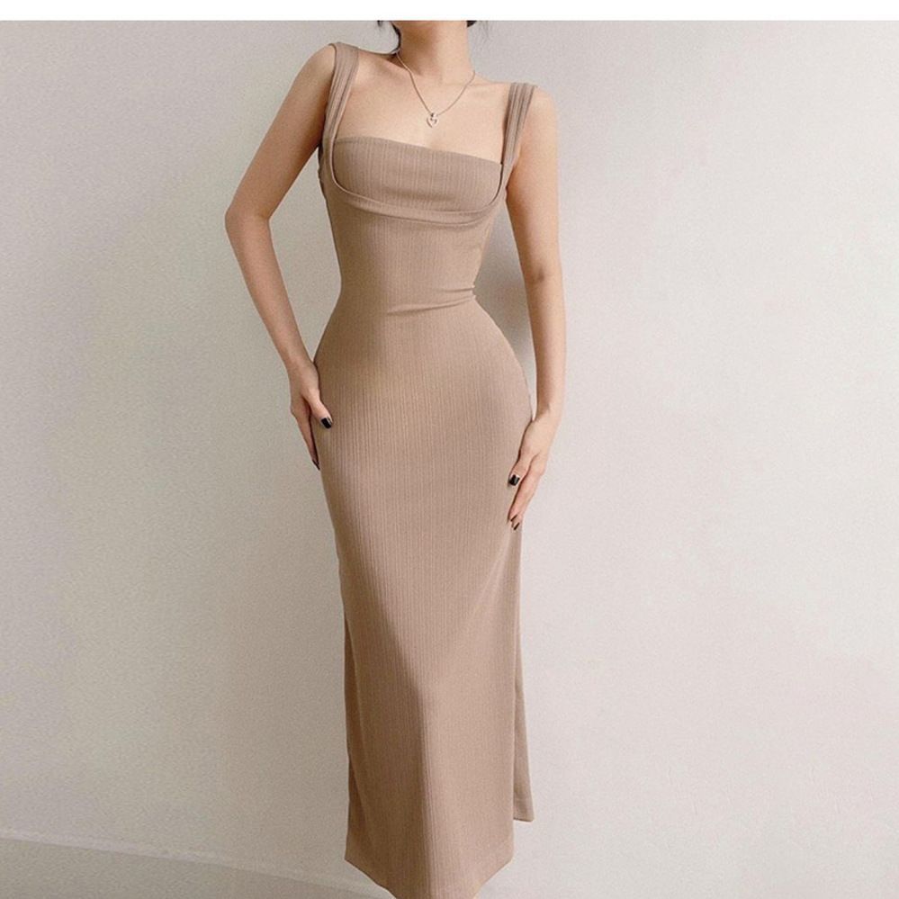 Women's Backless Spaghetti Strap Maxi Dress, Sexy Cutout Tie-Up Waist Bodycon Slim Fit Slip Dress