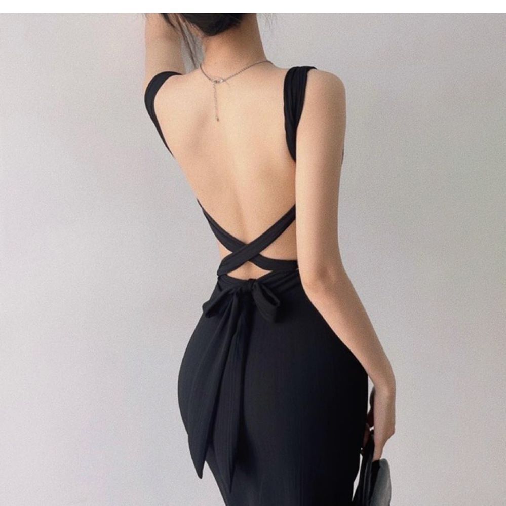 Women's Backless Spaghetti Strap Maxi Dress, Sexy Cutout Tie-Up Waist Bodycon Slim Fit Slip Dress