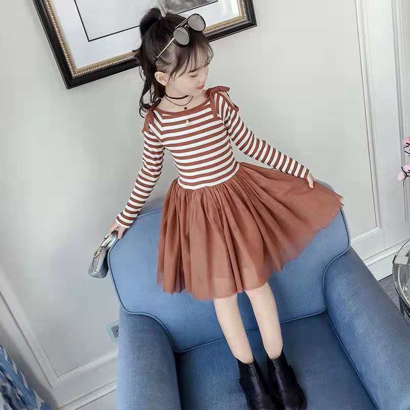 Girls Korean Fashion Striped Dress, Cotton Knit Off Shoulder Mesh Tulle Dress, New Arrival Kids Casual Party Dress





Girls Korean Fashion Striped Dress, Cotton Knit Off Shoulder Mesh Tulle Dress,