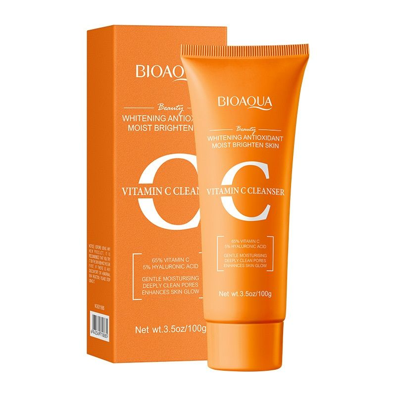 Vitamin C Facial Cleanser Face Wash Foam Cleanser Whitening Antioxidant Moist Brightening Skin Deep Cleansing Hydrating VC Skin Care Cleanser