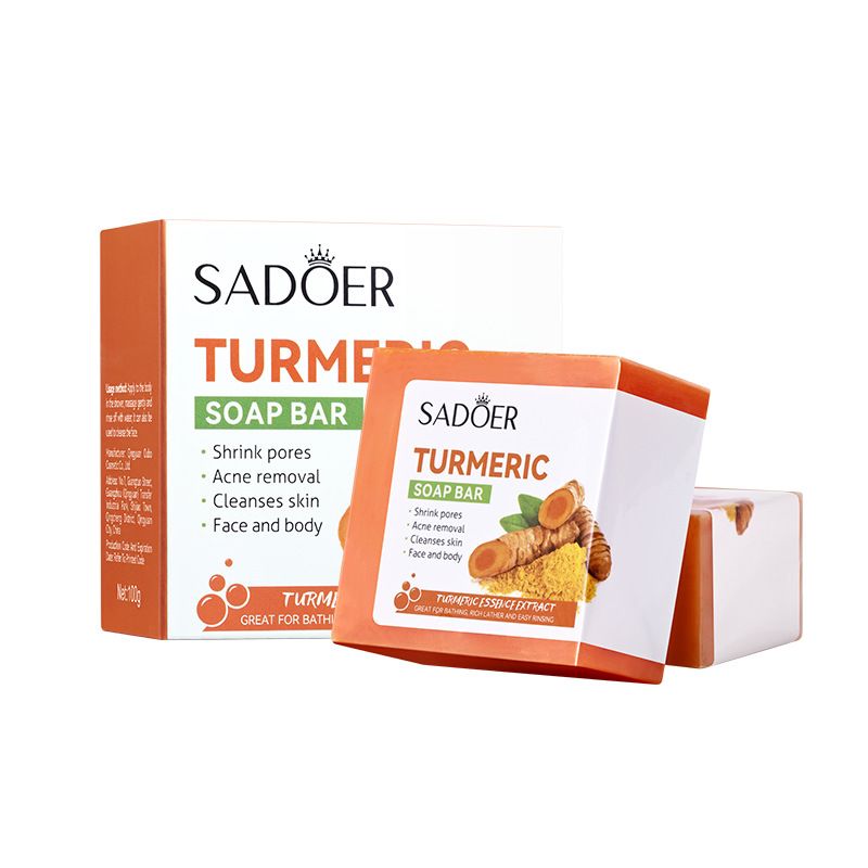 SADOER Handmade Soap Clean Cutin Anti Oxidation Turmeric Soap Oil Control Removal Acne Skin Care Soap Shrink Pores Body Care Soap Natural Whitening Soap
