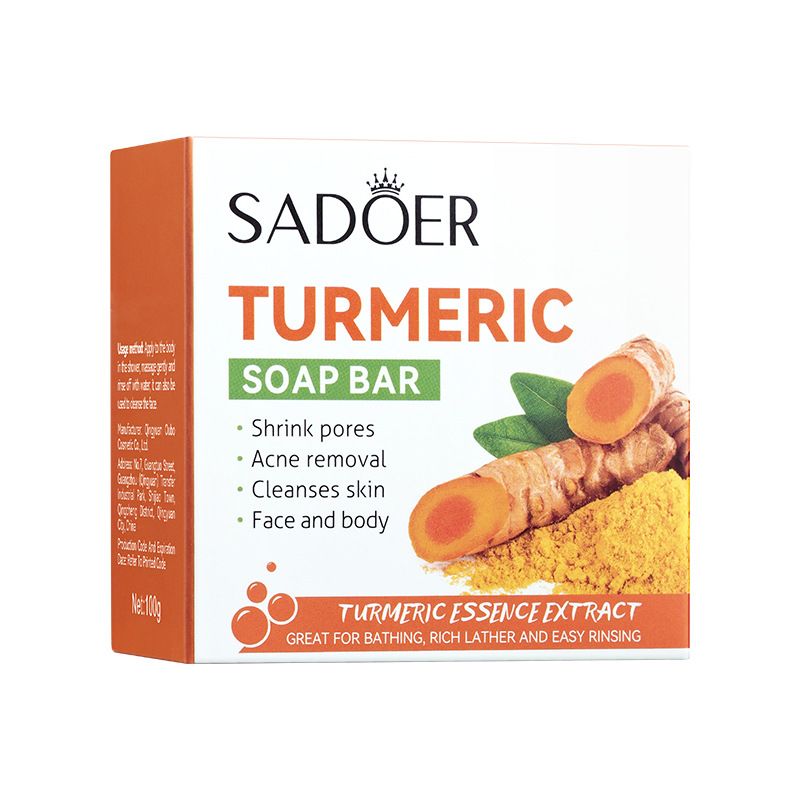 SADOER Handmade Soap Clean Cutin Anti Oxidation Turmeric Soap Oil Control Removal Acne Skin Care Soap Shrink Pores Body Care Soap Natural Whitening Soap