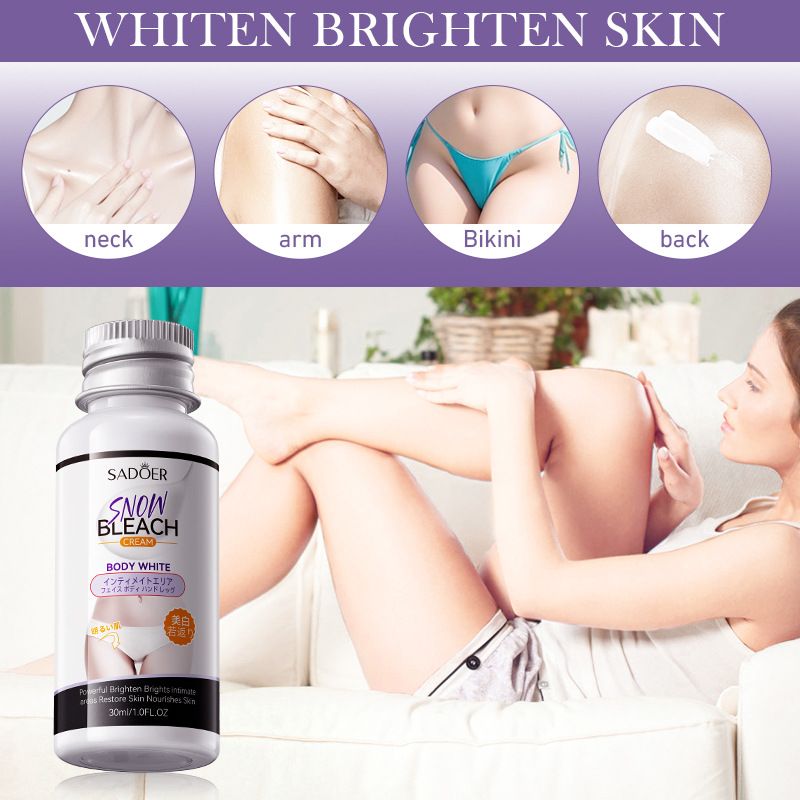 SADOER Snow Bleach Cream Private Parts Whitening Cream Underarm Bleaching Serum Whiten Butt Knee Brighten Inner Thigh Intimate Parts Dark Remove Melatonin Whitening Cream Brightens Body Lotion