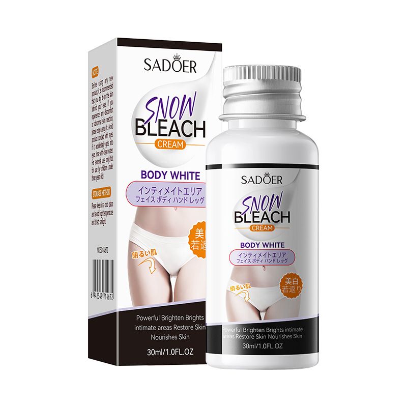 SADOER Snow Bleach Cream Private Parts Whitening Cream Underarm Bleaching Serum Whiten Butt Knee Brighten Inner Thigh Intimate Parts Dark Remove Melatonin Whitening Cream Brightens Body Lotion
