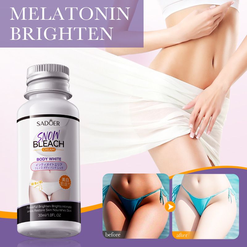 SADOER Snow Bleach Cream Private Parts Whitening Cream Underarm Bleaching Serum Whiten Butt Knee Brighten Inner Thigh Intimate Parts Dark Remove Melatonin Whitening Cream Brightens Body Lotion