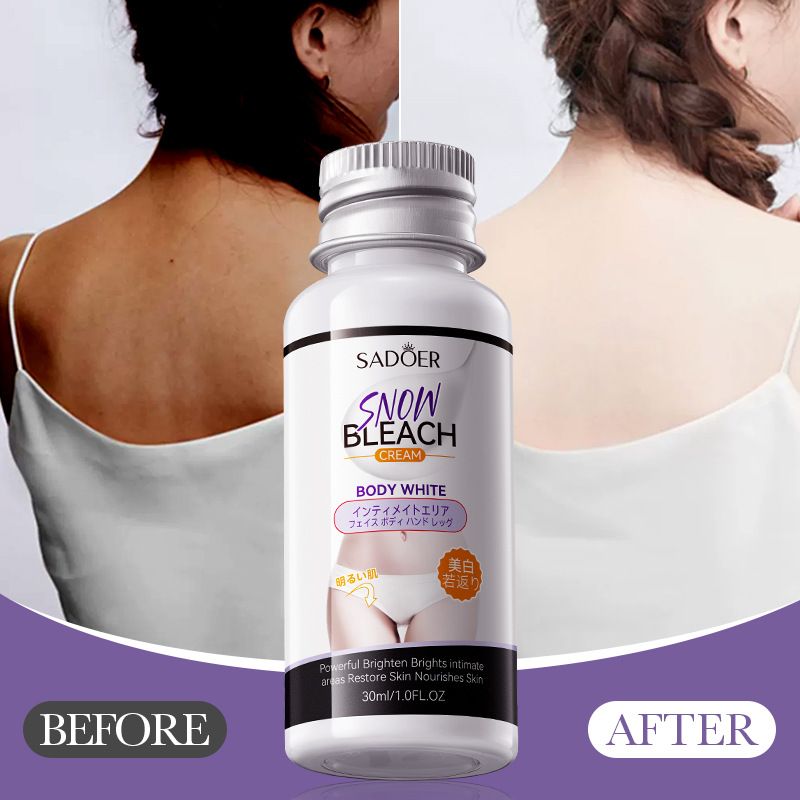 SADOER Snow Bleach Cream Private Parts Whitening Cream Underarm Bleaching Serum Whiten Butt Knee Brighten Inner Thigh Intimate Parts Dark Remove Melatonin Whitening Cream Brightens Body Lotion