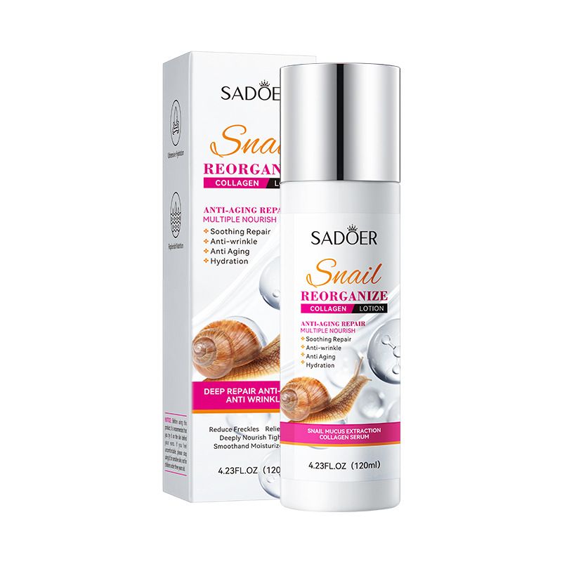 9PCS Sadoer Snail Restructuring Collagen Anti-aging Repair Hydration Skin Care Set Face Lotion + Face Cleanser + Face Serum + Face Cream + 5PCS Face Masks