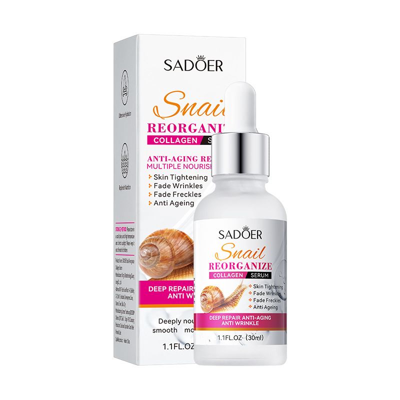 9PCS Sadoer Snail Restructuring Collagen Anti-aging Repair Hydration Skin Care Set Face Lotion + Face Cleanser + Face Serum + Face Cream + 5PCS Face Masks