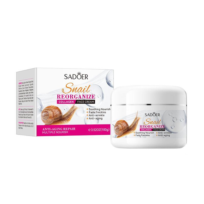 9PCS Sadoer Snail Restructuring Collagen Anti-aging Repair Hydration Skin Care Set Face Lotion + Face Cleanser + Face Serum + Face Cream + 5PCS Face Masks