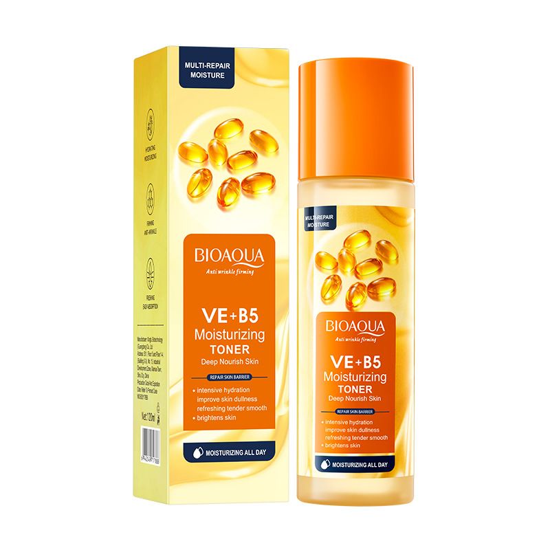 9PCS BIOAOUA Vitamin E + B5 Moisturizing Skin Care Set Face Toner + Face Cleanser + Deep Nourish Care Face Serum + Hand Cream + 5PCS Facial Masks
