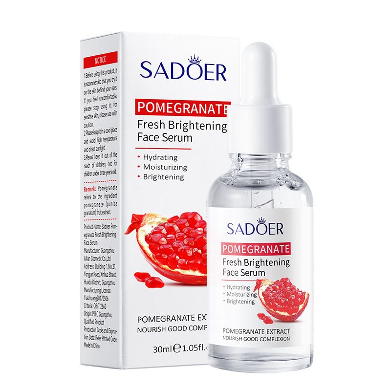SADOER 2 In 1 Skin Care Set Pomegranate Fresh Purifying Face Cleanser + Hydrating Moisturizing Brightening Face Serum Face Essence