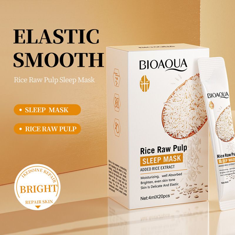 24pcs Rice Raw Pulp Brightening Moisturizing Deep Clean UV Blocking Skin Care Sets Facial Cleanser + Face Cram + Face Essence  + SPF50+ Sunscreen + 20pcs Sleep Masks