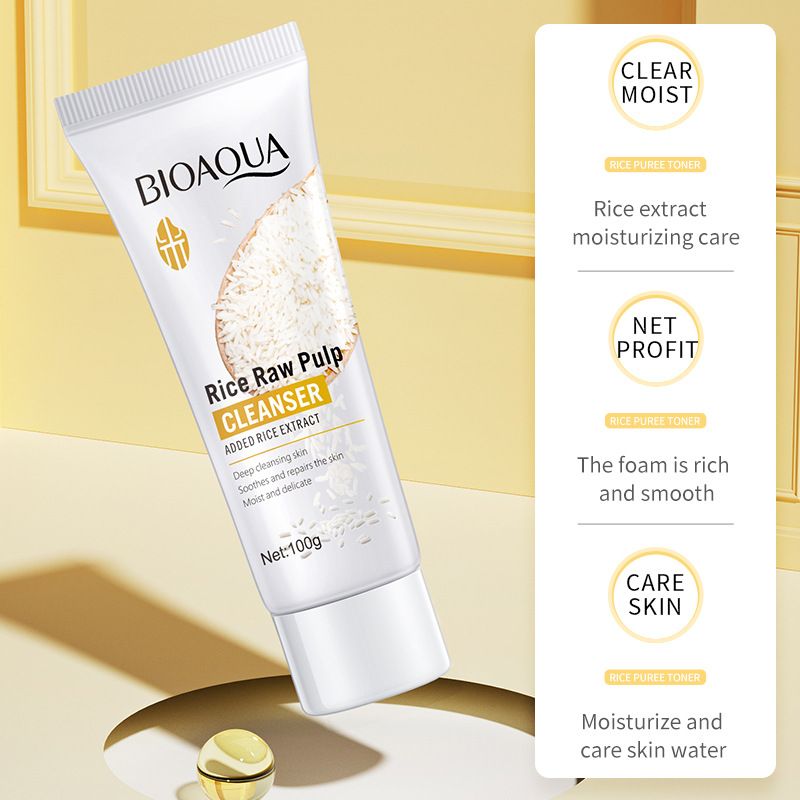 24pcs Rice Raw Pulp Brightening Moisturizing Deep Clean UV Blocking Skin Care Sets Facial Cleanser + Face Cram + Face Essence  + SPF50+ Sunscreen + 20pcs Sleep Masks