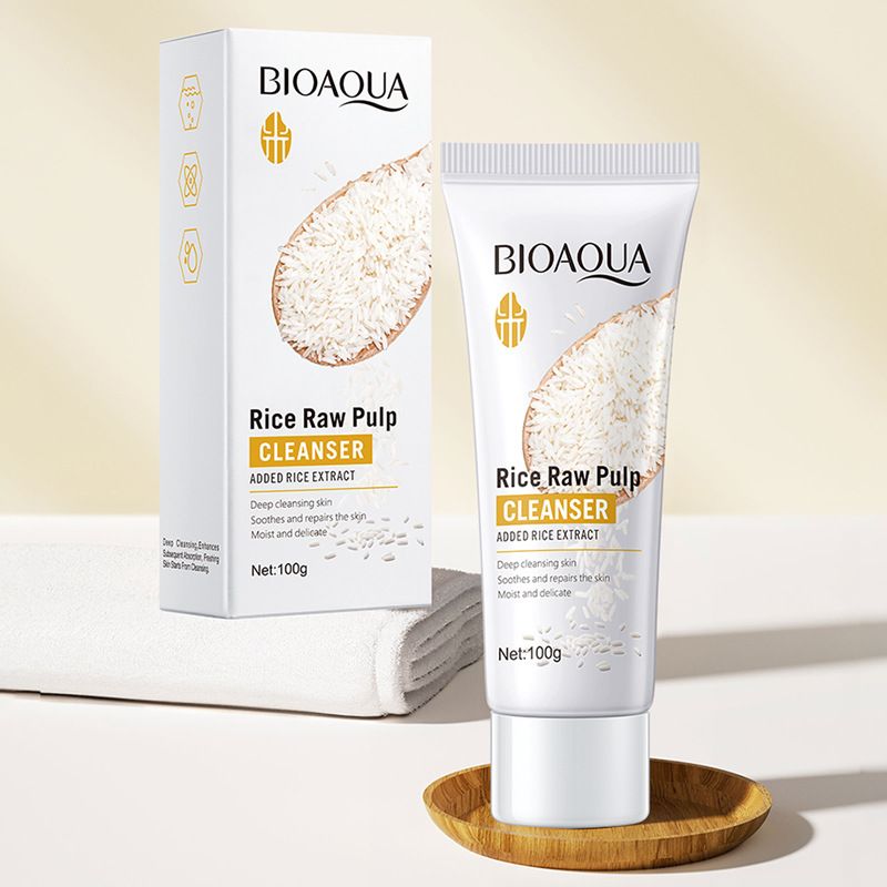 24pcs Rice Raw Pulp Brightening Moisturizing Deep Clean UV Blocking Skin Care Sets Facial Cleanser + Face Cram + Face Essence  + SPF50+ Sunscreen + 20pcs Sleep Masks