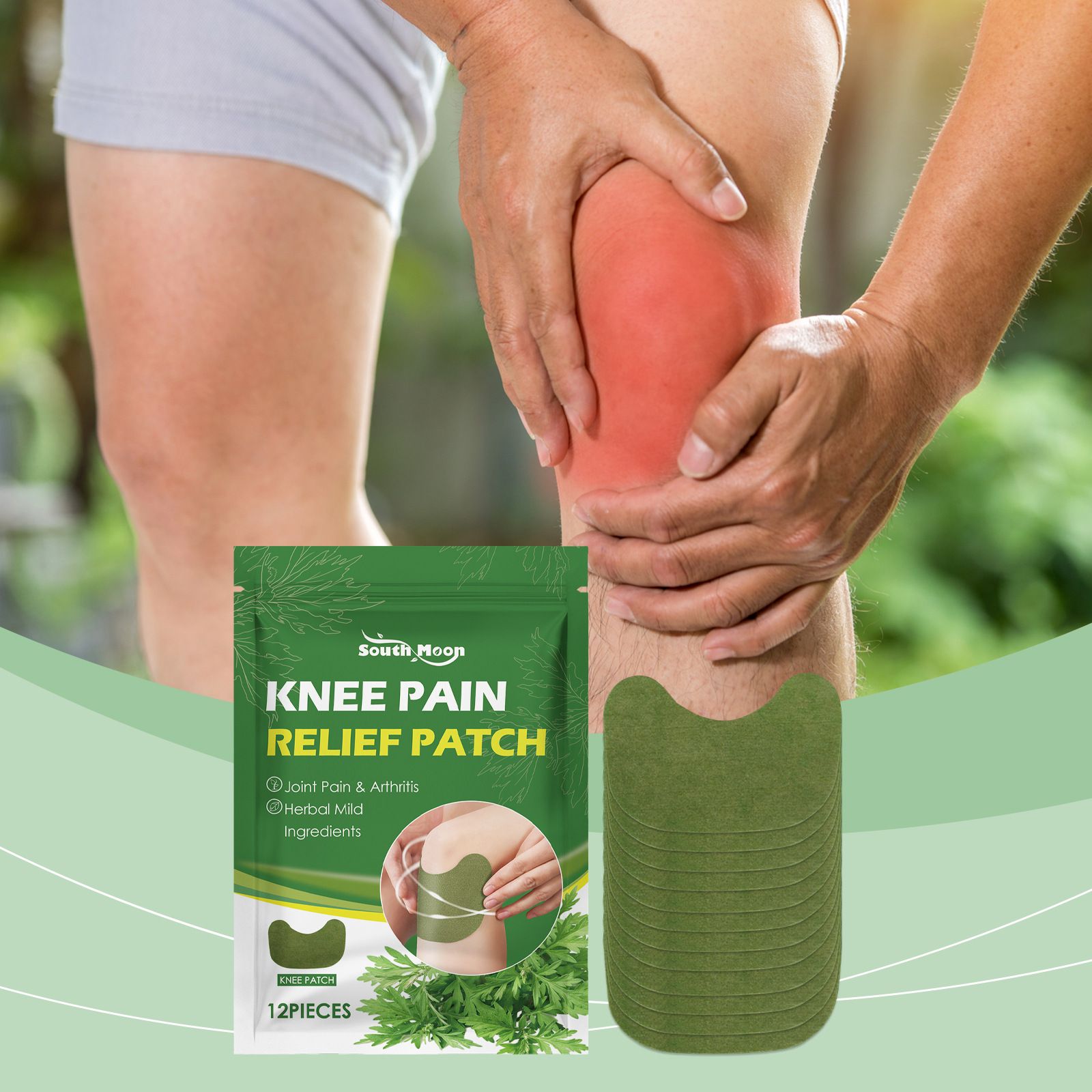 12PCS Mugwort Patches Knee Pain Relief Wormwood Patches Foot Care Herbal Pads Plaster Joint Pain Arthritis Sticker Wormwood Cervical Spine Paste Rheumatic Diseases Knee Patch