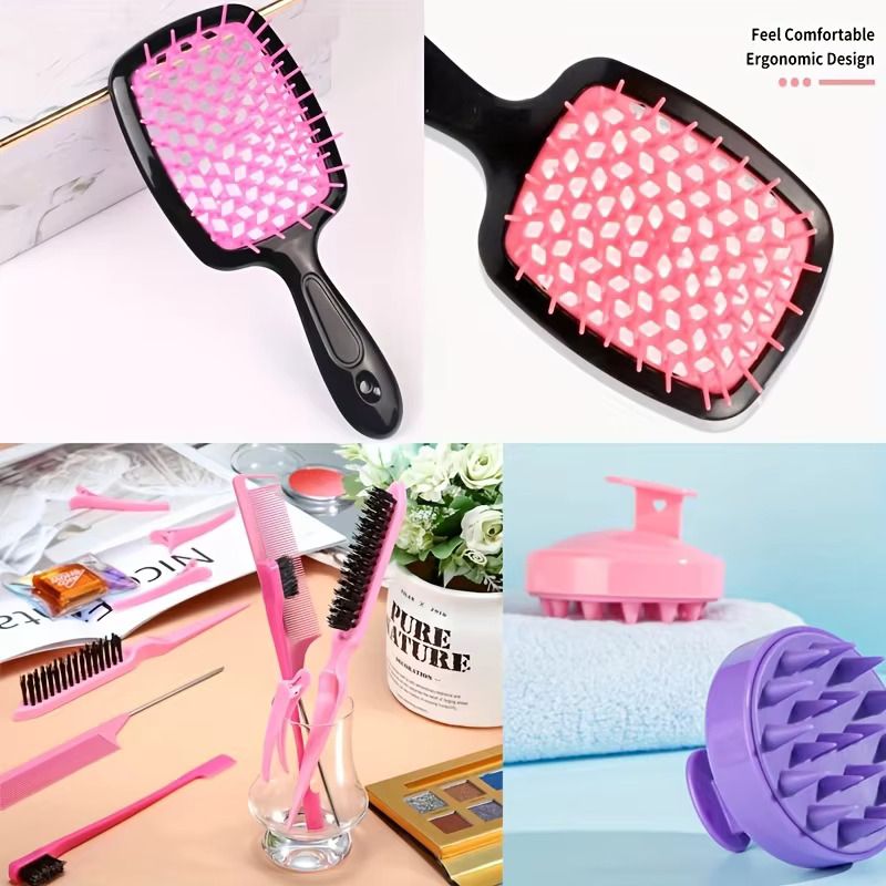 12PCS Hair Comb Set Hair Brush Hairdressing Comb Hair Styling Comb Set Curly Hair Accessories Hairpin Hair Band Wide Tooth Comb Detangling Teasing Combs Edge Rat Tail Brushes Scalp Massager Spray Bott