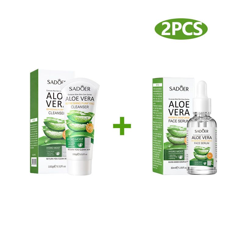 2PCS Aloe Vera Face Cleanser + Face Essence Hydrating Moisturizing Skin Care Set