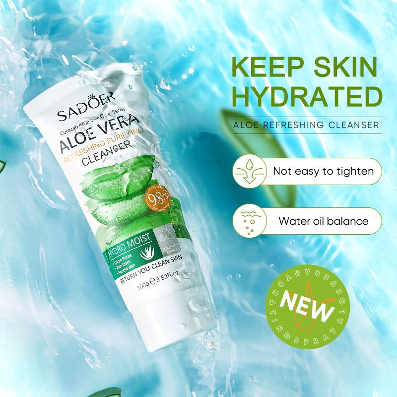 4PCS Aloe Vera Hydrating Skin Care Set Face Cleanser + Face Serum + Face Spray + Hand Cream