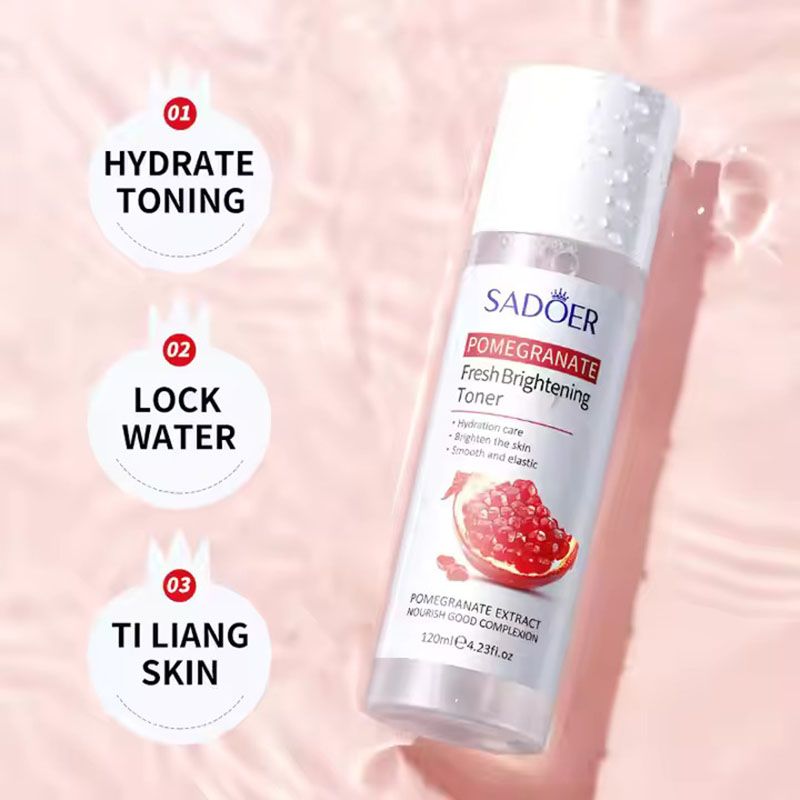 8PCS Pomegranate Fresh Whitening Brightening Skin Care Set Face Toner + Face Cleanser + Face Essence + 5PCS Face Mask