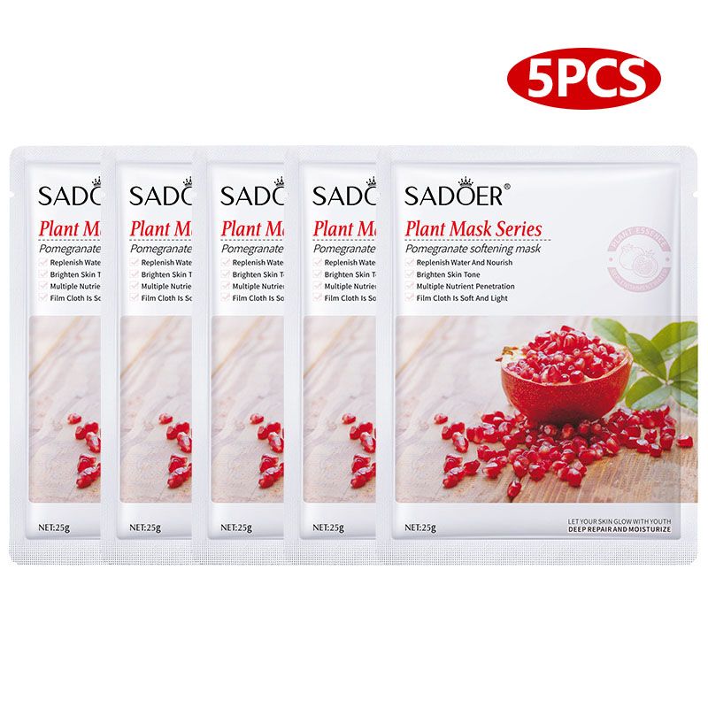 8PCS Pomegranate Fresh Whitening Brightening Skin Care Set Face Toner + Face Cleanser + Face Essence + 5PCS Face Mask