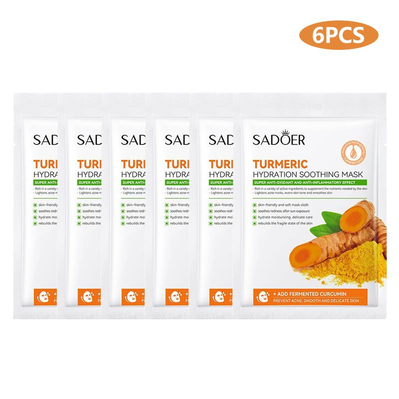 10PCS Turmeric Antioxygen Acne Hydrating Repair Skin Care Set Face Toner + Face Essence + Face Cleanser + Eye Cream + 6PCS Face Mask