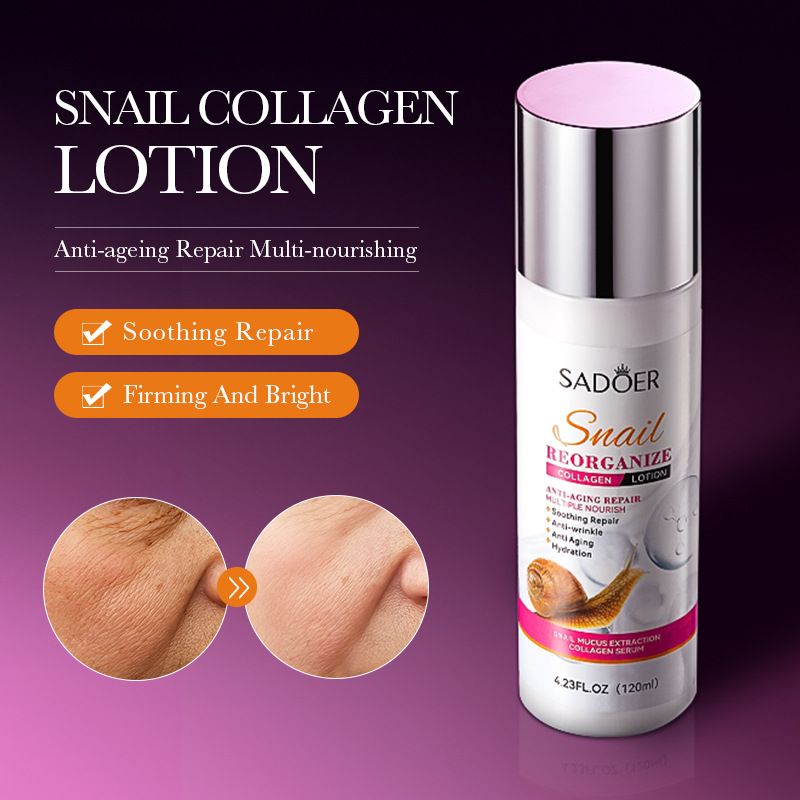 9PCS Sadoer Snail Restructuring Collagen Anti-aging Repair Hydration Skin Care Set Face Lotion + Face Cleanser + Face Serum + Face Cream + 5PCS Face Masks
