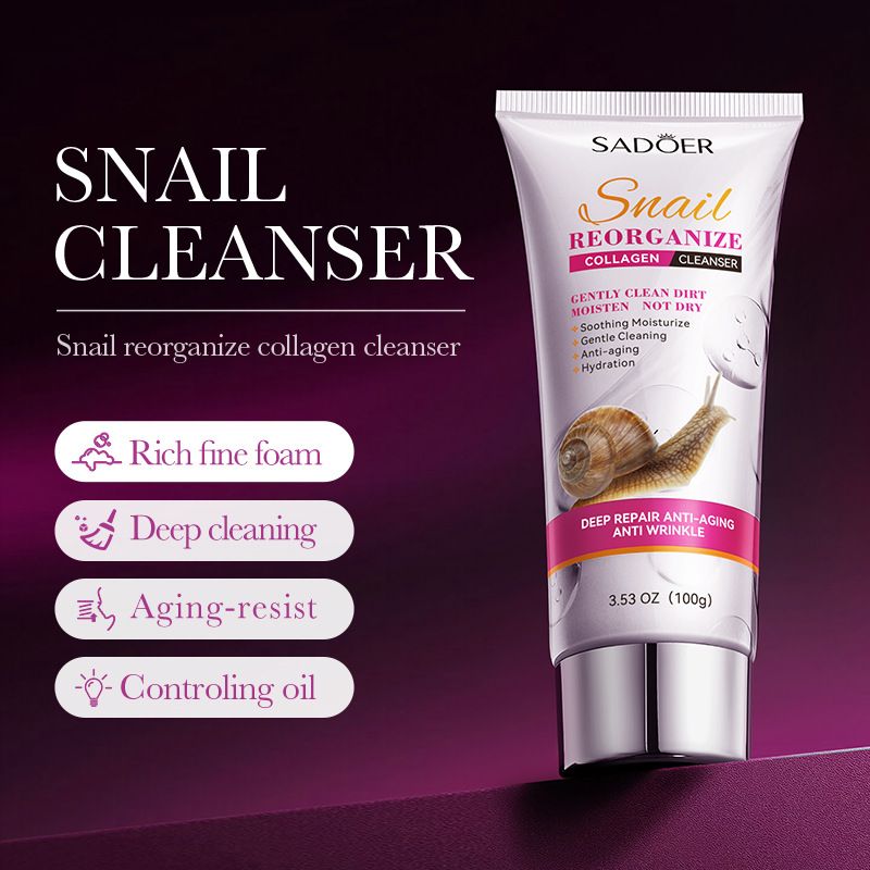 9PCS Sadoer Snail Restructuring Collagen Anti-aging Repair Hydration Skin Care Set Face Lotion + Face Cleanser + Face Serum + Face Cream + 5PCS Face Masks