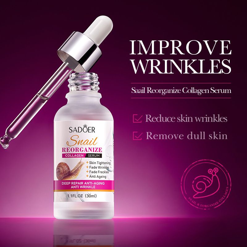 9PCS Sadoer Snail Restructuring Collagen Anti-aging Repair Hydration Skin Care Set Face Lotion + Face Cleanser + Face Serum + Face Cream + 5PCS Face Masks