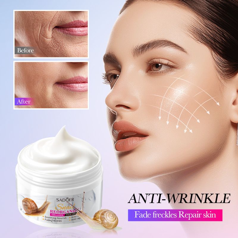 9PCS Sadoer Snail Restructuring Collagen Anti-aging Repair Hydration Skin Care Set Face Lotion + Face Cleanser + Face Serum + Face Cream + 5PCS Face Masks