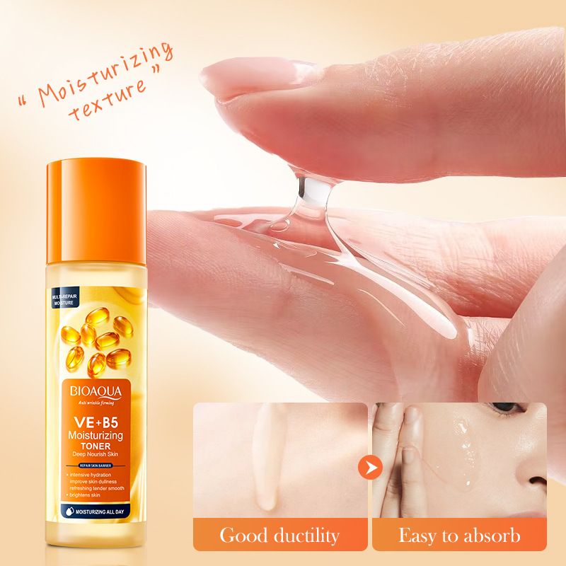 9PCS BIOAOUA Vitamin E + B5 Moisturizing Skin Care Set Face Toner + Face Cleanser + Deep Nourish Care Face Serum + Hand Cream + 5PCS Facial Masks