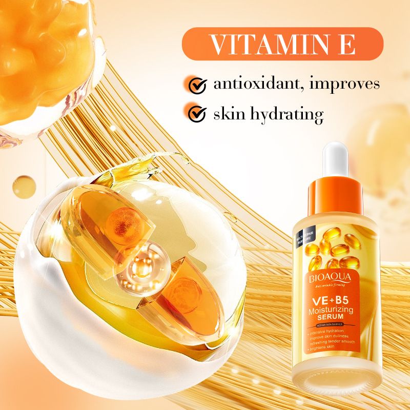 9PCS BIOAOUA Vitamin E + B5 Moisturizing Skin Care Set Face Toner + Face Cleanser + Deep Nourish Care Face Serum + Hand Cream + 5PCS Facial Masks