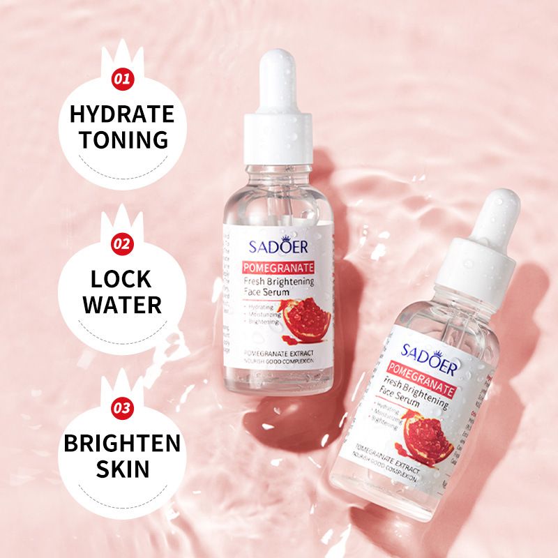 SADOER 2 In 1 Skin Care Set Pomegranate Fresh Purifying Face Cleanser + Hydrating Moisturizing Brightening Face Serum Face Essence