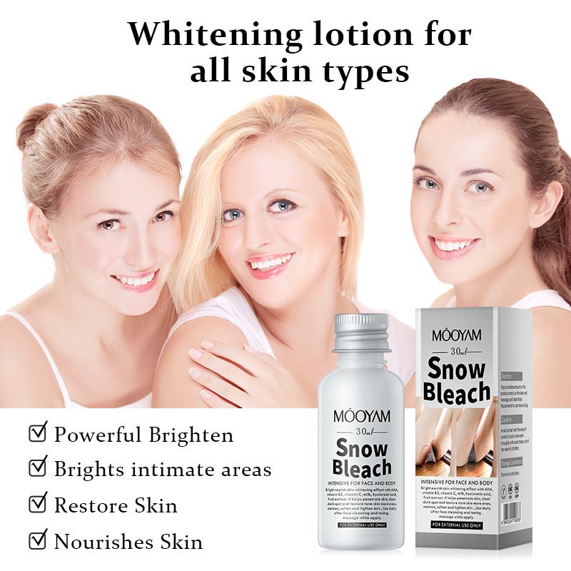 Snow Bleach Cream Body Whitening Cream Remove Thigh Inner Joint Dark Melanin Knee Bleach Private Part Whiten Lighten Moisturize Brighten Body Skin Care Bleaching Cream