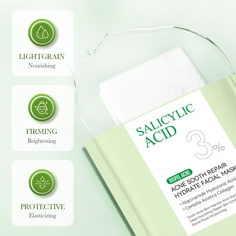 9PCS Salicylic Acid Dispel Acne Set Acne Repair Face Cream + Lighten Acne Marks Face Cleanser + Anti-Acne Repair Toner + Acne Removal Face Serum + 5PCS Acne Sooth Repair Hydrate Facial Masks