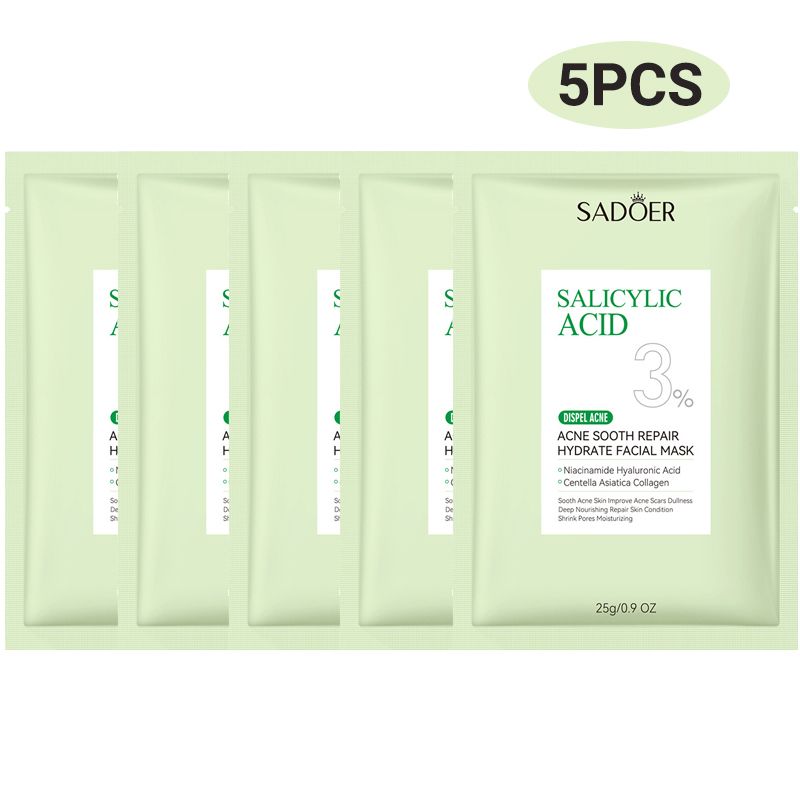 9PCS Salicylic Acid Dispel Acne Set Acne Repair Face Cream + Lighten Acne Marks Face Cleanser + Anti-Acne Repair Toner + Acne Removal Face Serum + 5PCS Acne Sooth Repair Hydrate Facial Masks