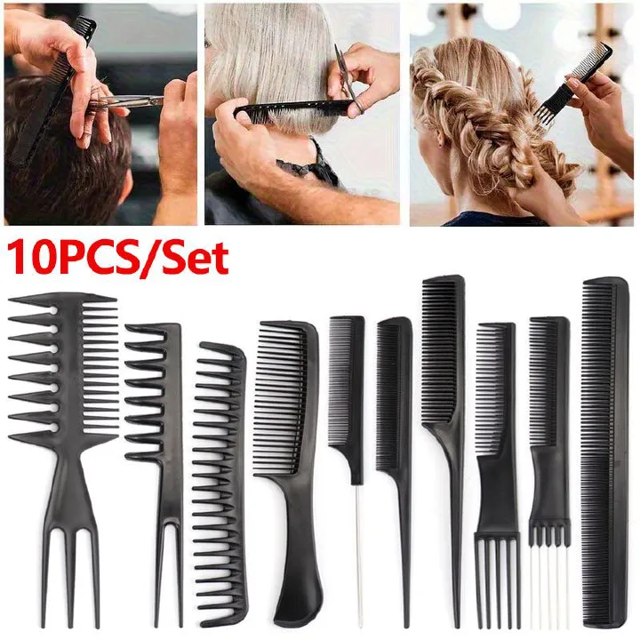 10Pcs Professional Hair Styling Hair Comb Set Combs Pack Makeup Barber Haircare Styling Tool Set Anti-static Hairdressing Combs Set Smooth Hair Healthy Massage Comb Haircare Stylist Accessories