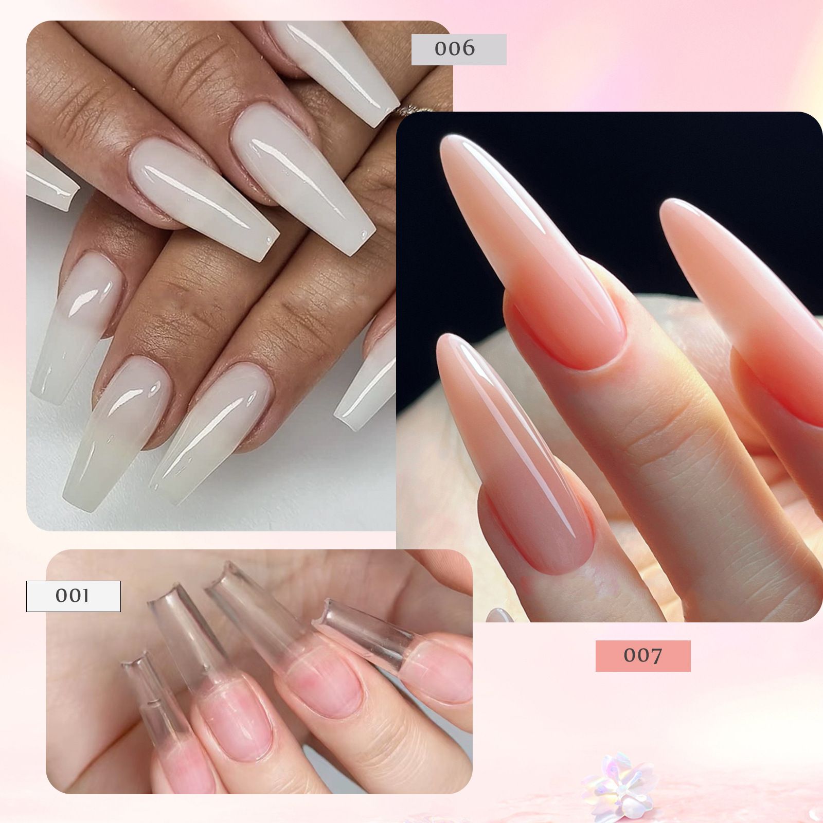 10pcs/set Nail Extension Gel Kit Clear Pink White Poly Nail Gel Nail Extension Set Nail Art Design Beginner Kit with Poly Brush and Slip Solution Nail Art Tool Set