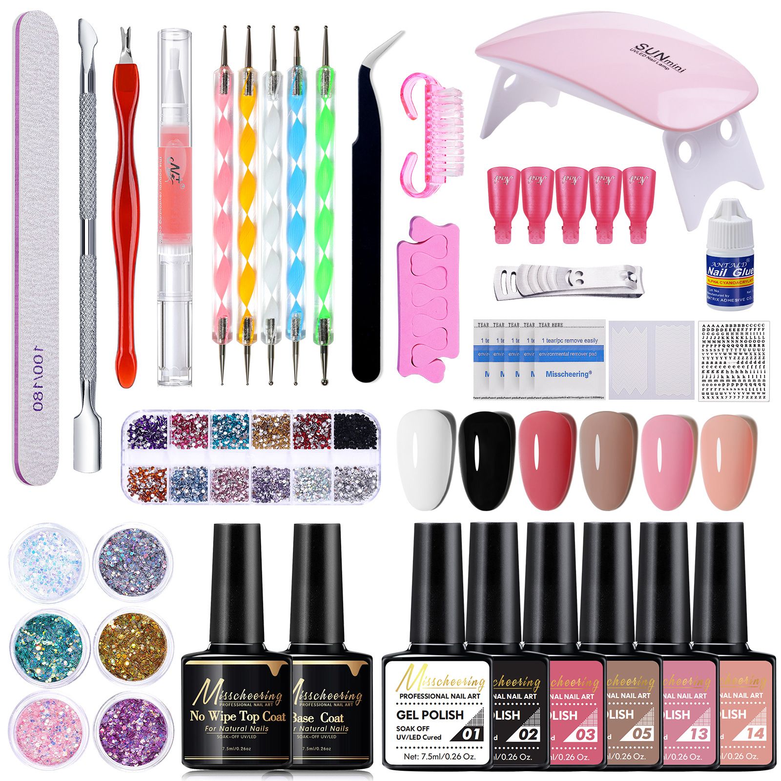 25pcs Poly Extension Gel Nail Kit Poly Gel Kit with LED Nail Dryer Nail Manicure Tool Kits Nail Art Design Beginner