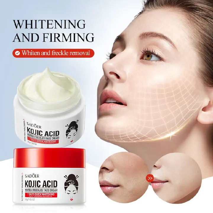 SADOER Kojic Acid Face Cream Remove Pigment Melanin Whitening Remove Dark Spots Cream Nourishing Brighten Moisturizing Freckle Removing Skin Care Face Cream