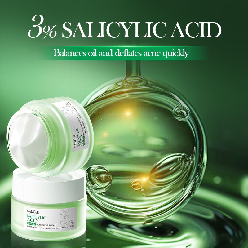 SADOER Salicylic Acid Acne Repair Face Cream Repair Pimple Spots Remove Black Head Pore Shrinking Oil Control Moisturizer Skin Care