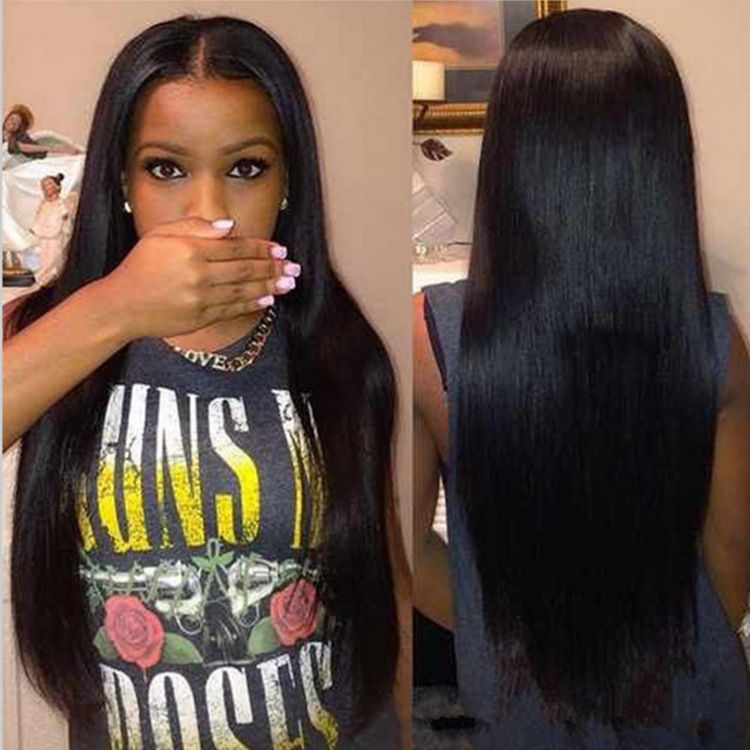 African Lady Long Straight Hair Synthetic Wig Women Middle Parting Long Straight Wigs Daily Clothing Match Party Dress Up Accessories
